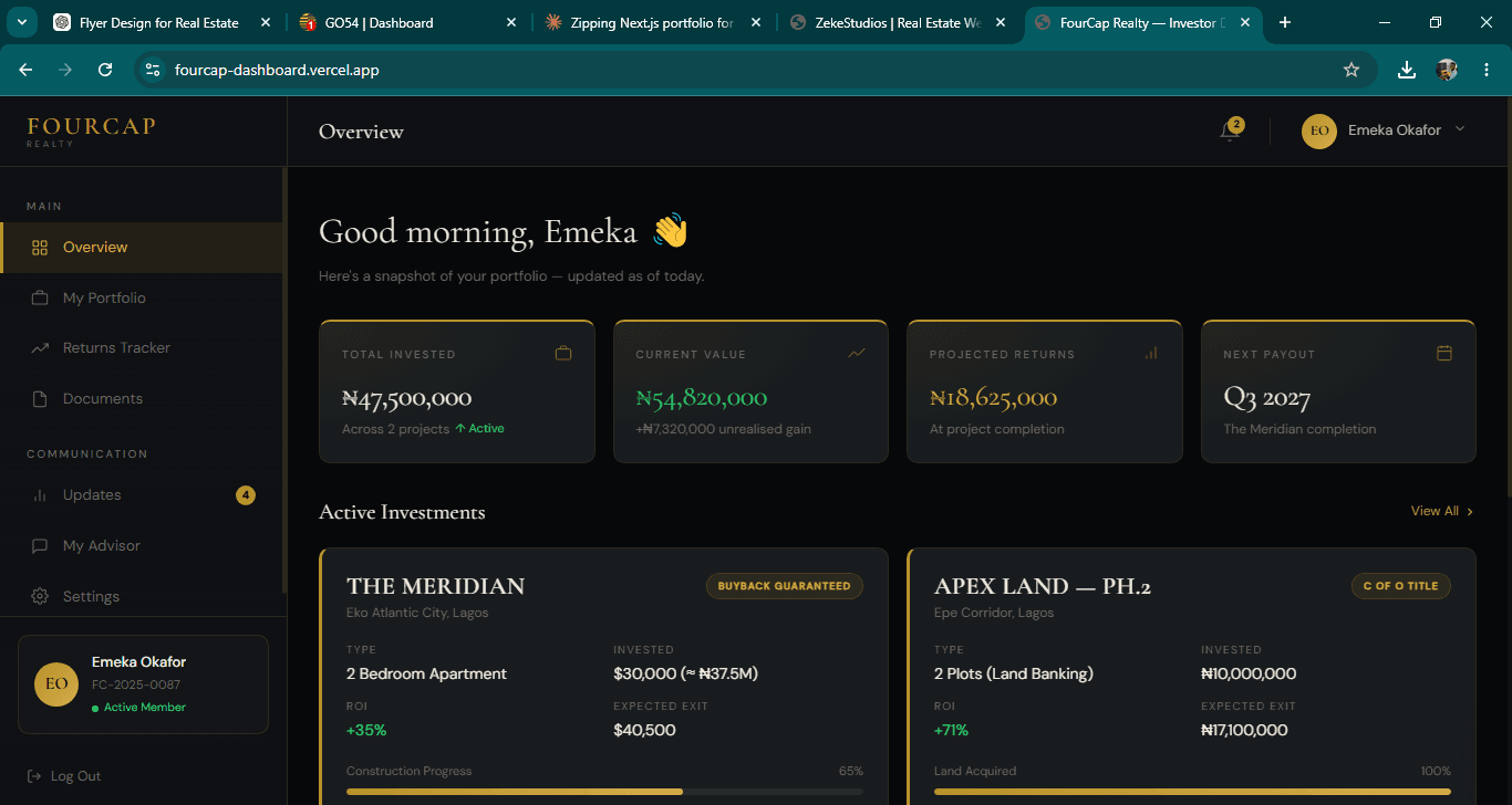FourCap Realty — Dashboard